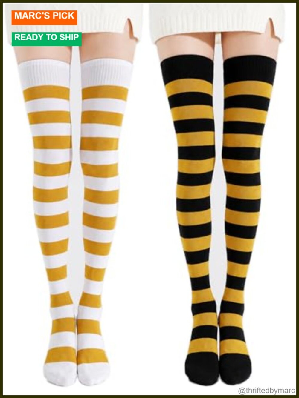 Extra Long Cotton Stripe Thigh High Over Knee Socks